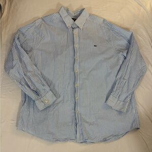 Vineyard Vines Slim Fit Button Up Whale Shirt Men's 2XL XXL Blue Stripe